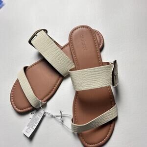 Old Navy Women's Double Strap Buckle Sandals Bone Sz 10